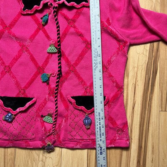 VINTAGE 80’s Jack Be Quick Collared Sweater With Beaded Accents Size S - Picture 5 of 7